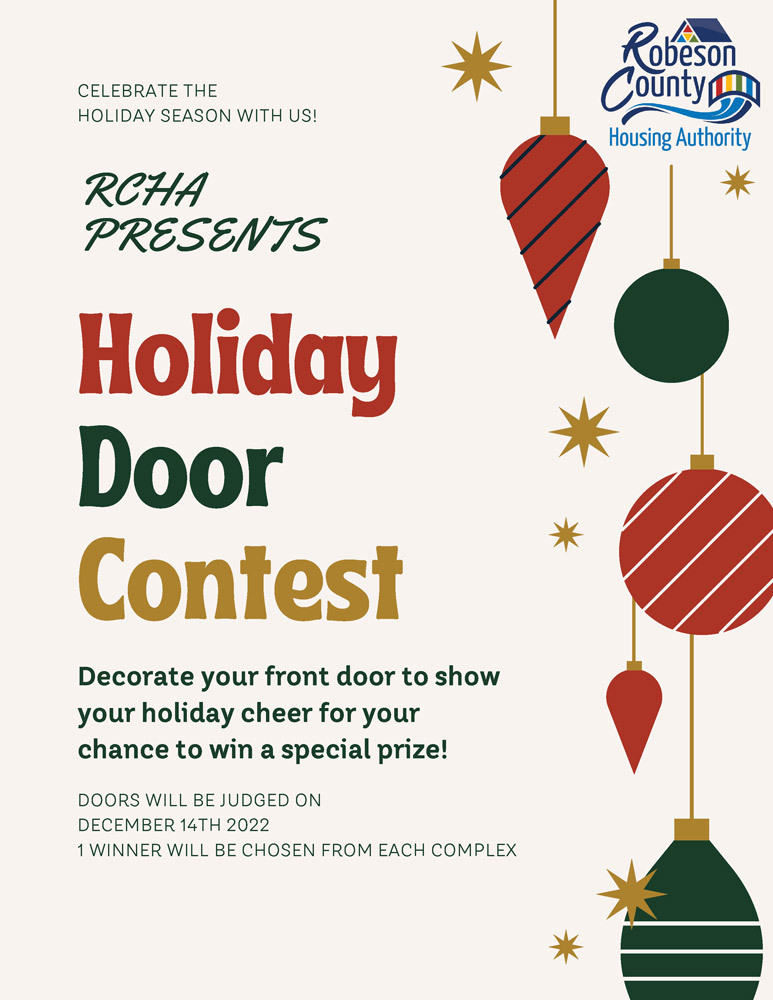 Holiday Door Contest flyer with all information as listed above. 
