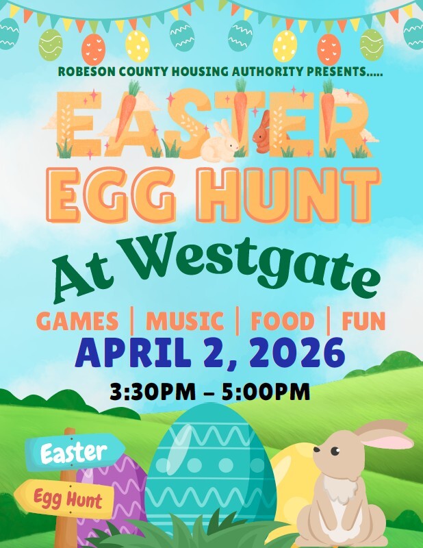 Easter Egg Hunt Flyer. All information as listed below.