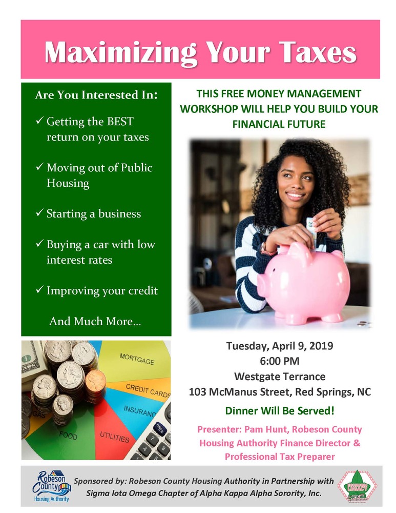 MAXIMIZING YOUR TAXES WORKSHOP Flyer