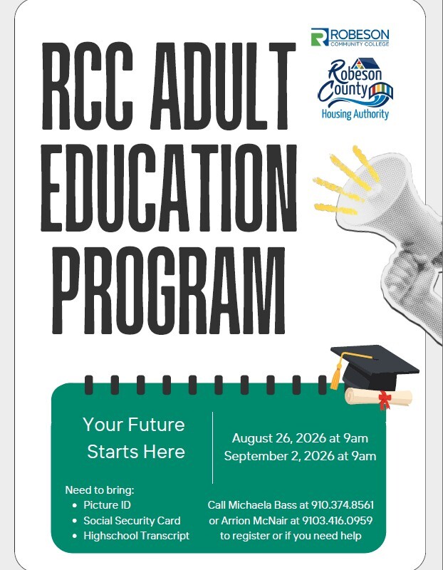 RCC Adult Education Flyer. All information as listed below.