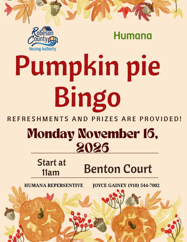 November bingo flyer, the information on this flyer is in the text above. 