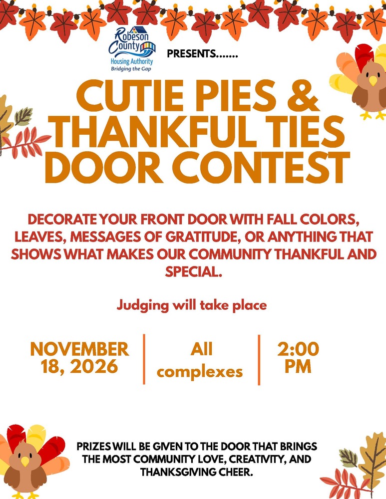 Thanksgiving door contest flyer, the information on this flyer is in the text above. 